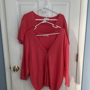 dressbarn Coral Short Sleeve V-Neck Top